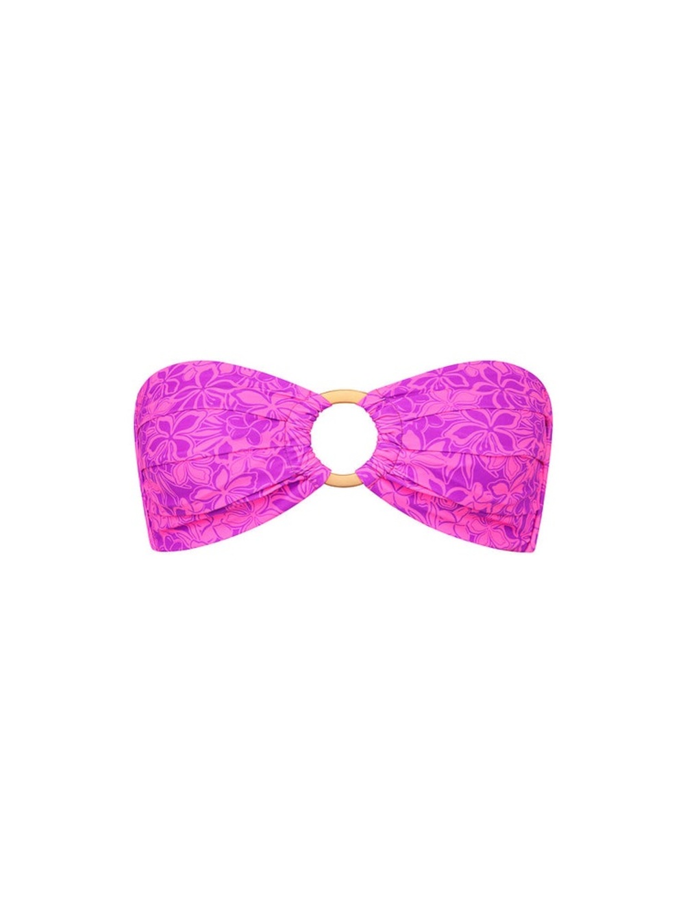 Kulani Kinis Pink Floral Ring Bandeau Bikini Top - Picture 5 of 8
